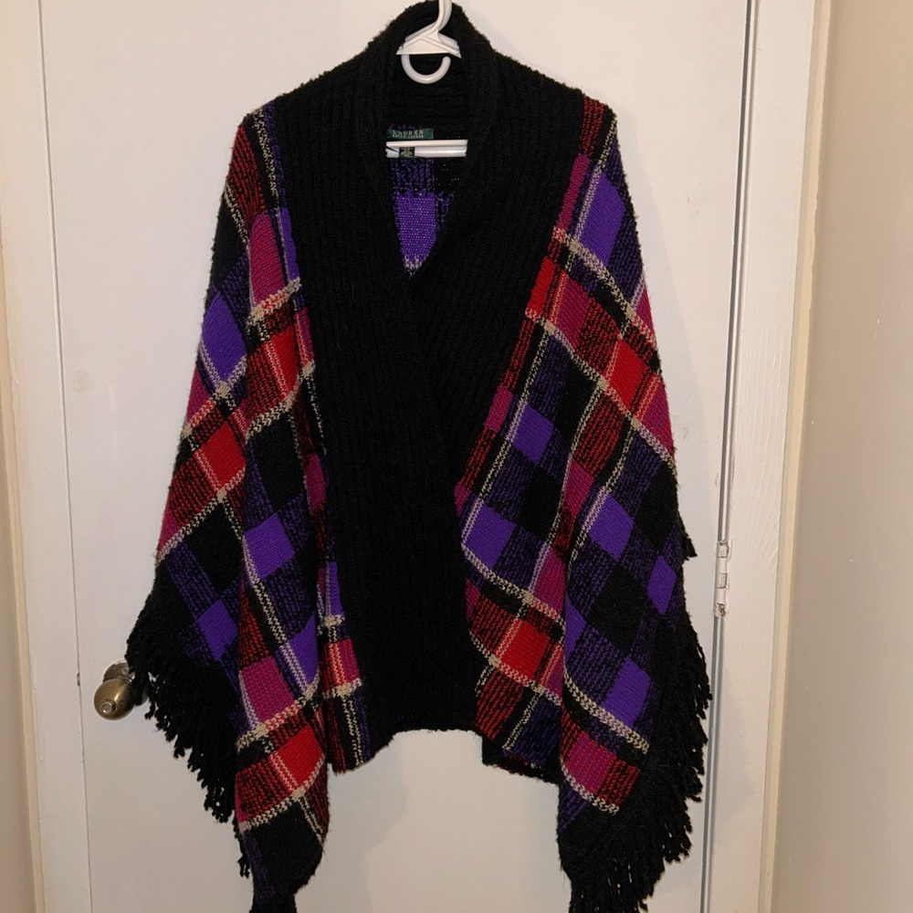 “Lauren”    Ralph Lauren sweater/poncho/wrap.   L/XL.  Wool acrylic poly blend.